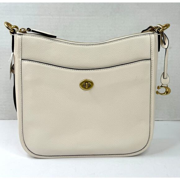 COACH Pebble Leather Chaise Crossbody Tote Purse B4Natural Chalk NWT - Picture 1 of 14